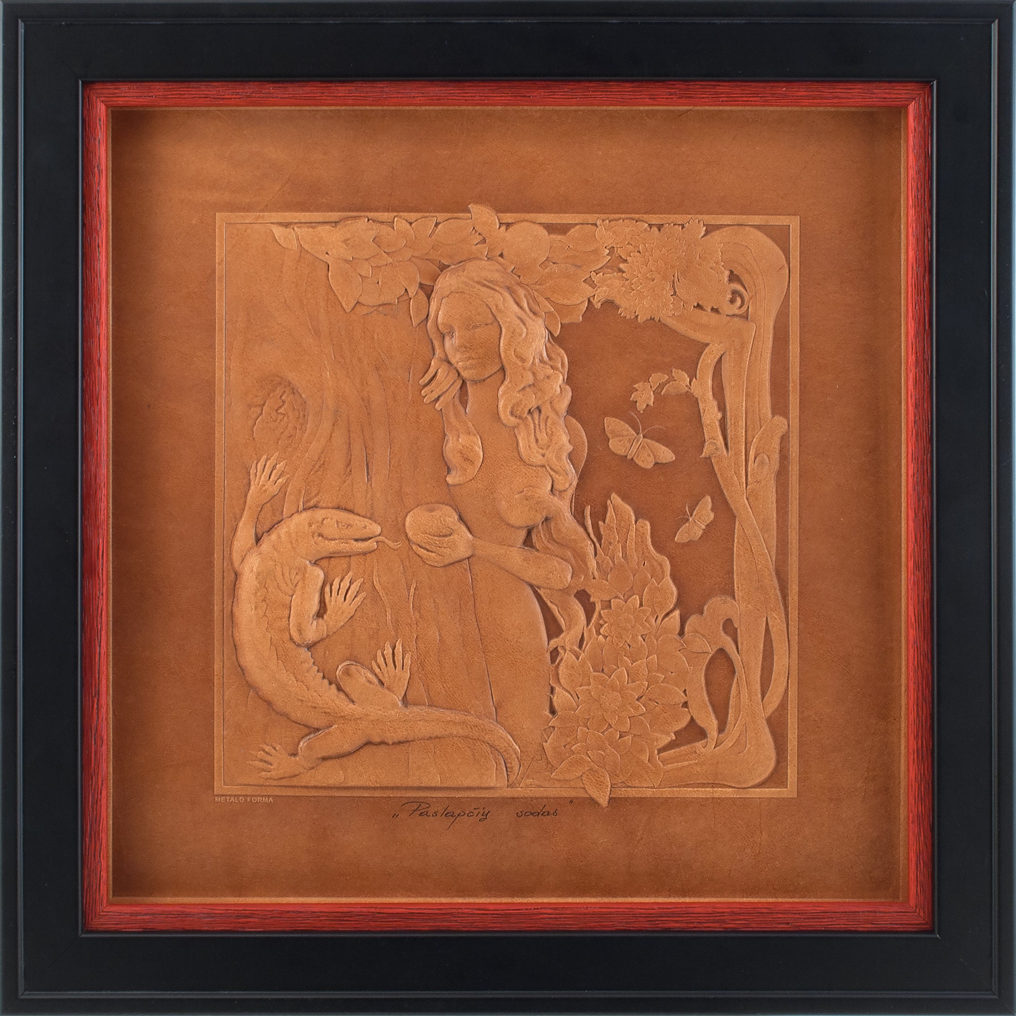 Framed Leather Artwork, Leather Artwork, Embossed Graphic Picture