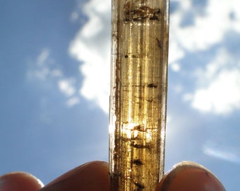 19.5ct- Bi-colour - Golden-brown TOURMALINE - Dravite - Mwajanga, Tanzania ! - Free shipping - Air Mail - worldwide on everything !