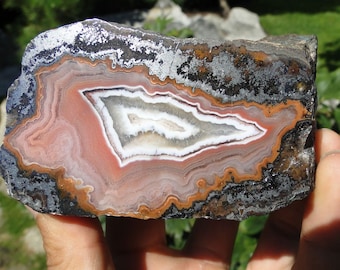 14,7 oz natuurlijke kleurrijke AGAAT met zilveren HEMATITE!!! - Marokko, Al Hama