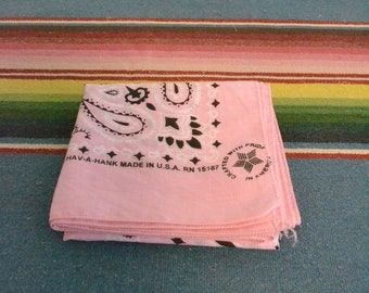 Vintage Pink Hav-A-Hank Made In U.S.A. Bandana