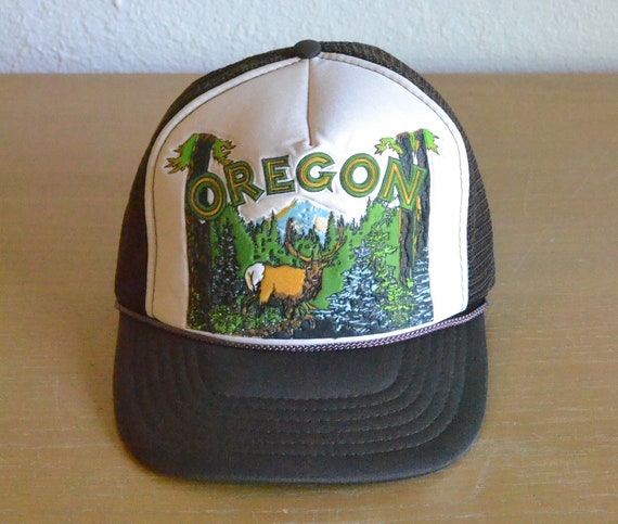 Vintage Oregon Deer Puff Print Trucker Hat - image 1