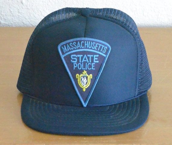Vintage Massachusetts State Police Patched Trucker Hat - Gem