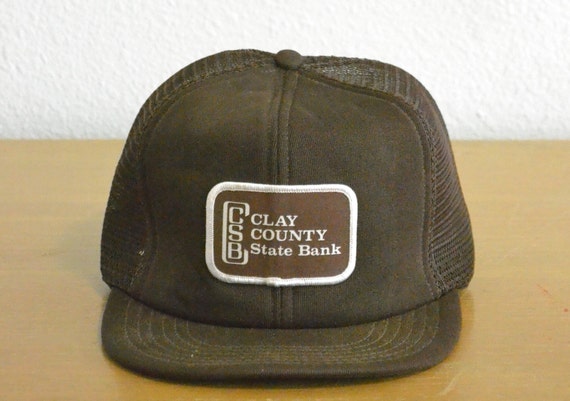 Vintage Clay County State Bank Patched Trucker Ha… - image 1