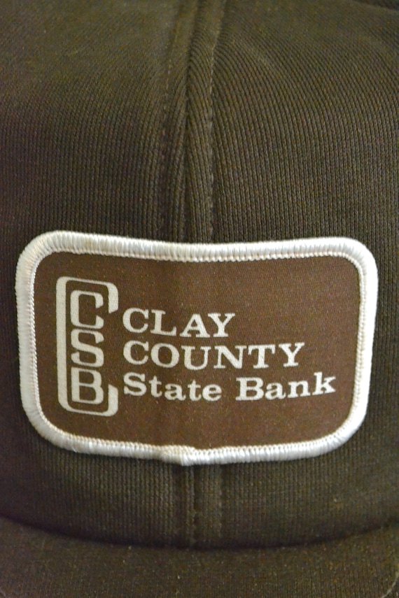 Vintage Clay County State Bank Patched Trucker Ha… - image 2