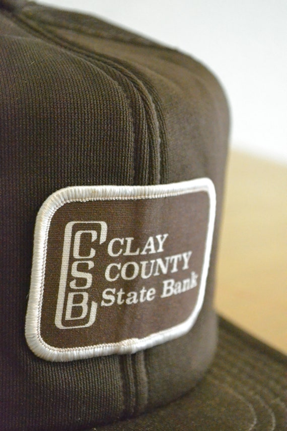Vintage Clay County State Bank Patched Trucker Ha… - image 3
