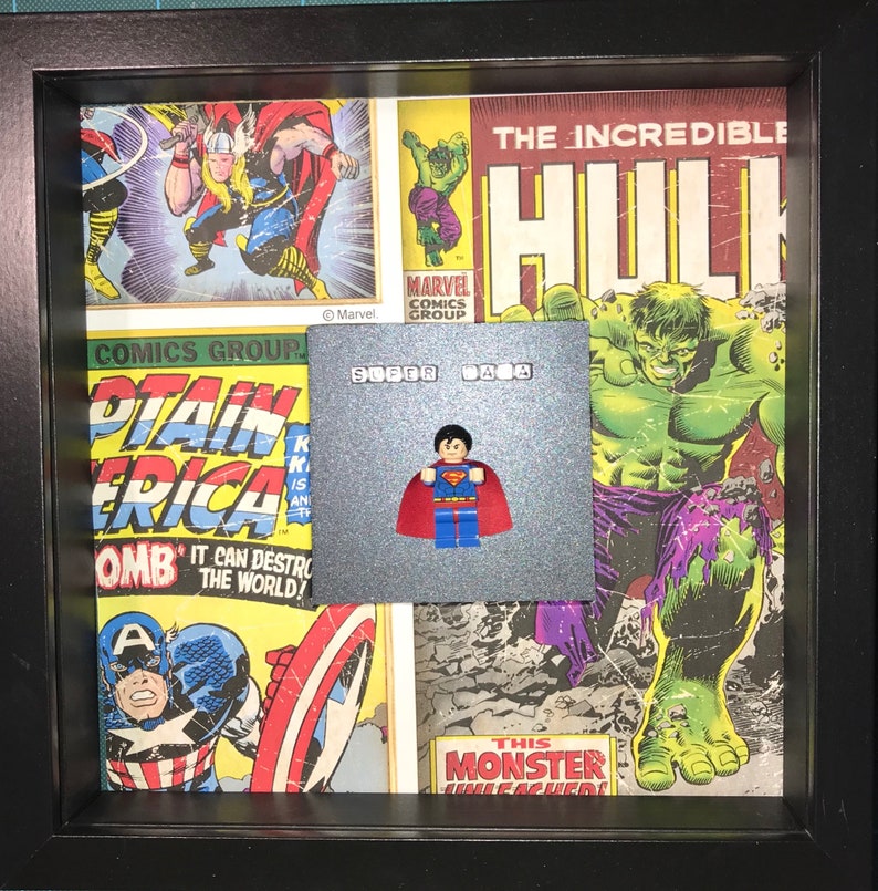Lego Superman Comics Marvel Unique Deco Playmobil Wall Frame Etsy