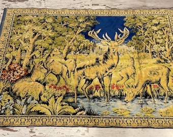 Vintage Velvet Wall Hanging Tapestry: Forest Animal Design (5.6x3.9 ft)