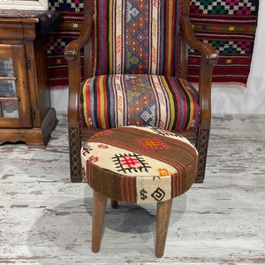handmade ottoman foot stool pouf kids chair decorative vintage bohemian rustic decor ottoman stool removable wooden foot useful pouf chair