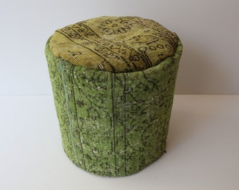 Green pouf, Colorful pouf, Wool pouf, Floor cushion, Vintage Pouf, Tribal pillow, Burlap pouf, Rug pouf, Pouf, Kilim pouf, Ottoman pouf