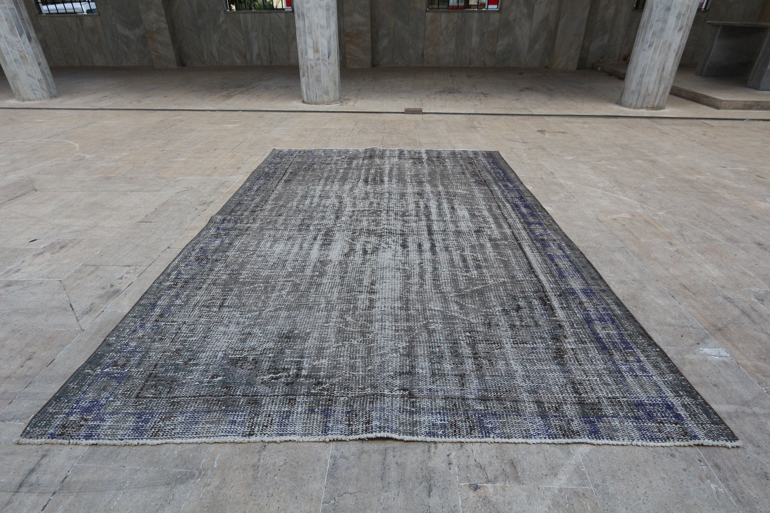 6x9 grauer rustikaler vintage türkischer handgemachter | Etsy