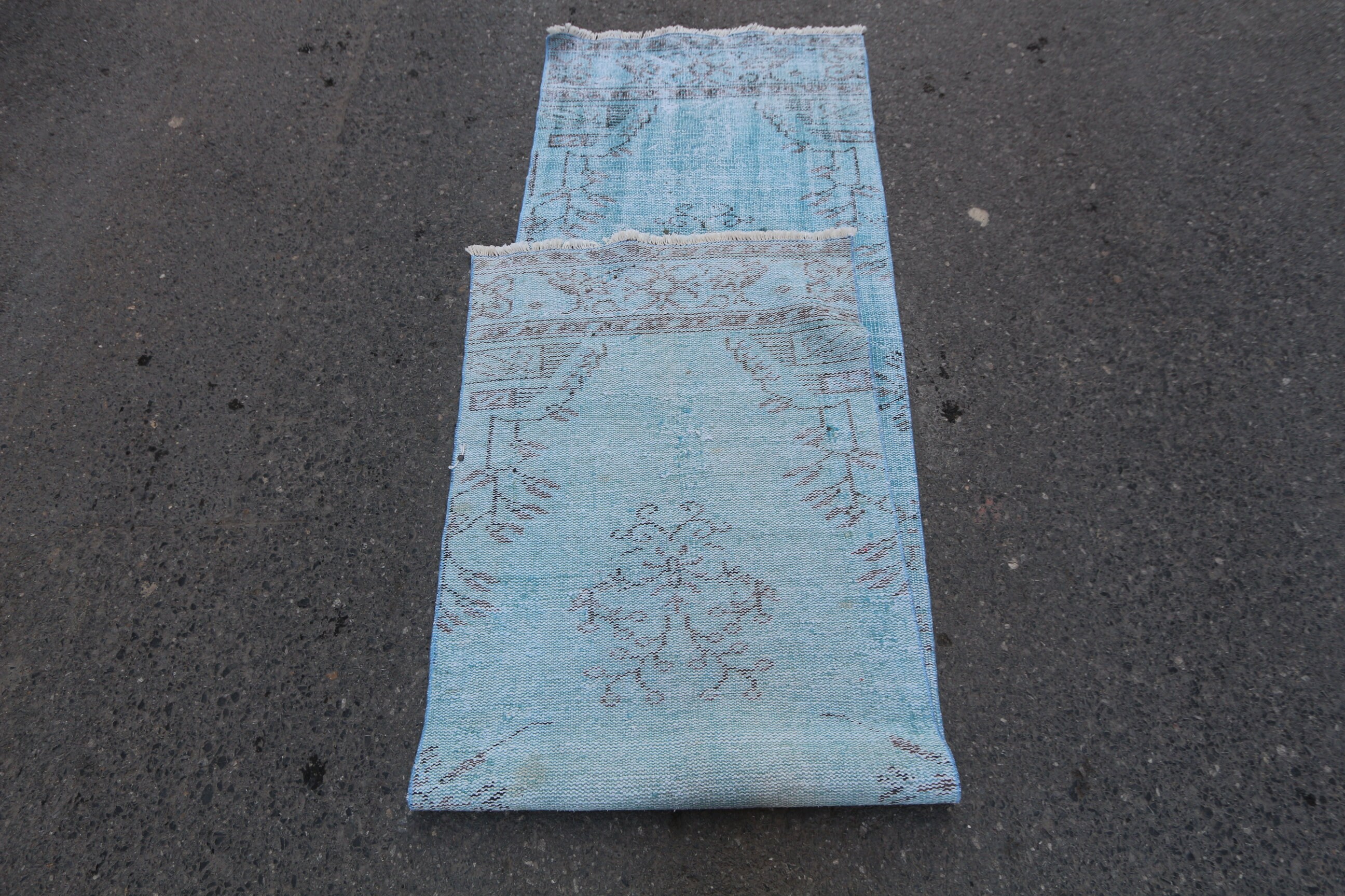 Blue Runner Rug 9'2x2'6feet 283x80 Cm Etsy