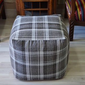 Square cube linen cotton ottoman pouf modern living room kitchen stool pouf chair bohemian tribal striped decorative pouf 18x18 square pouf