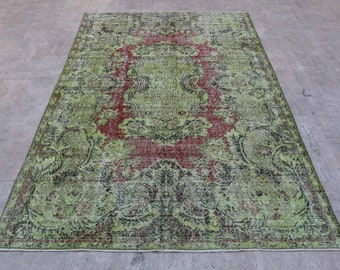 unique eclectic distressed luxury victorian rug antique bohemian vintage rug living room office bedroom kitchen rug 9'x 5'7"feet, 276x176 cm
