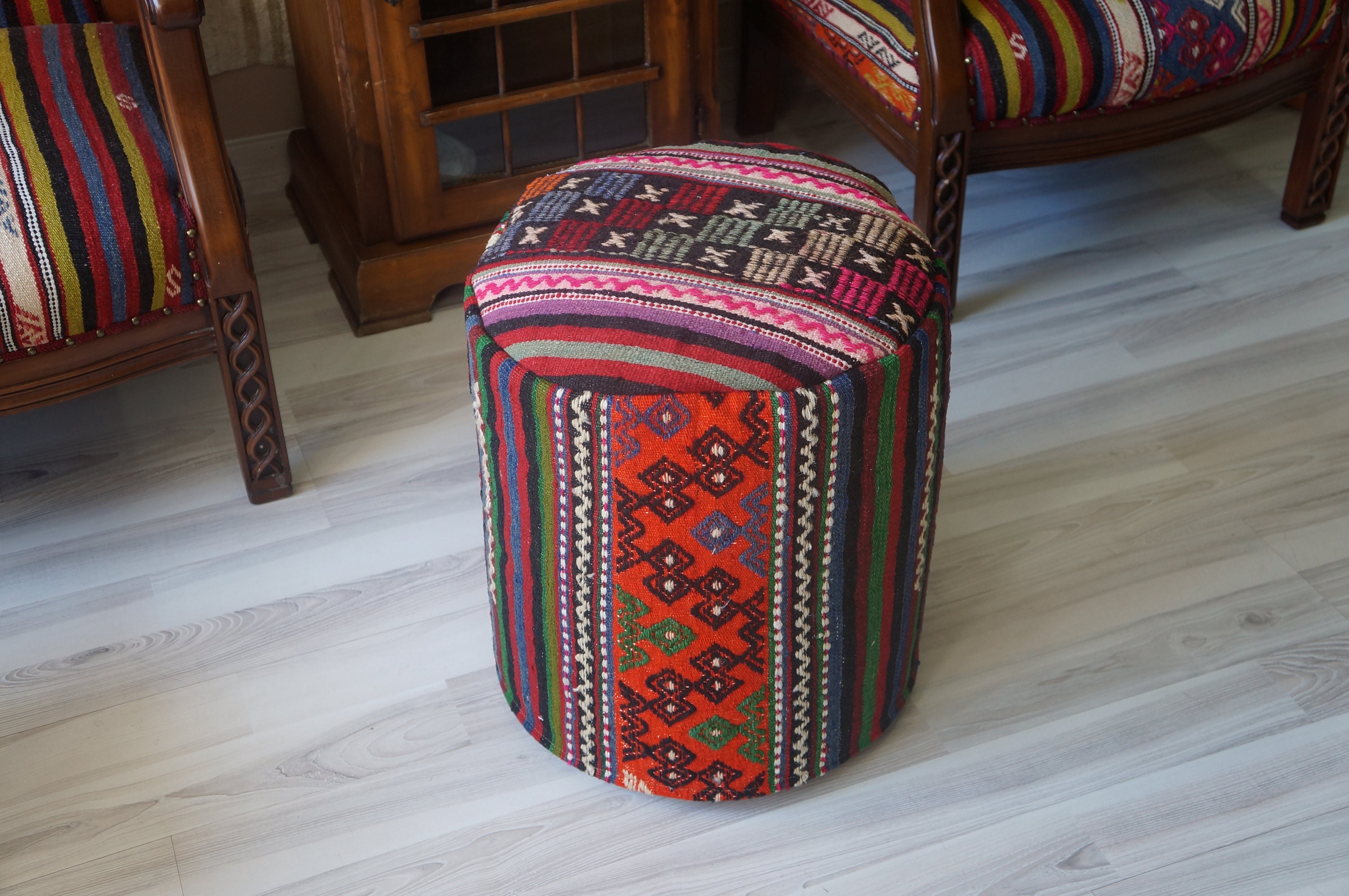 Kilim round ottoman deals