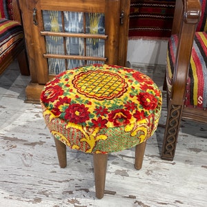 handmade ottoman foot stool pouf kids chair decorative vintage bohemian rustic decor ottoman stool removable wooden foot useful pouf chair