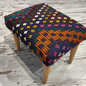 handmade ottoman foot stool pouf kids chair decorative vintage bohemian rustic decor ottoman stool removable wooden foot useful pouf chair