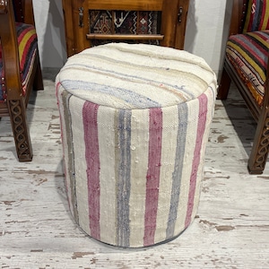 beige blue handmade round ottoman decorative pouf chair pouffe footstool indoor outdoor cotton floor pouf chair 18x18 inches modern pouf