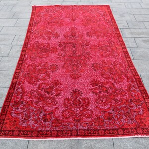 Red carpet, 10&#39;3&quot;x6&#39;3&#39;feet, 315x192cm, Red carving rug, Red vintage rug, Red area rug, Red floor rug, Natural red carpet, Handmade red rug