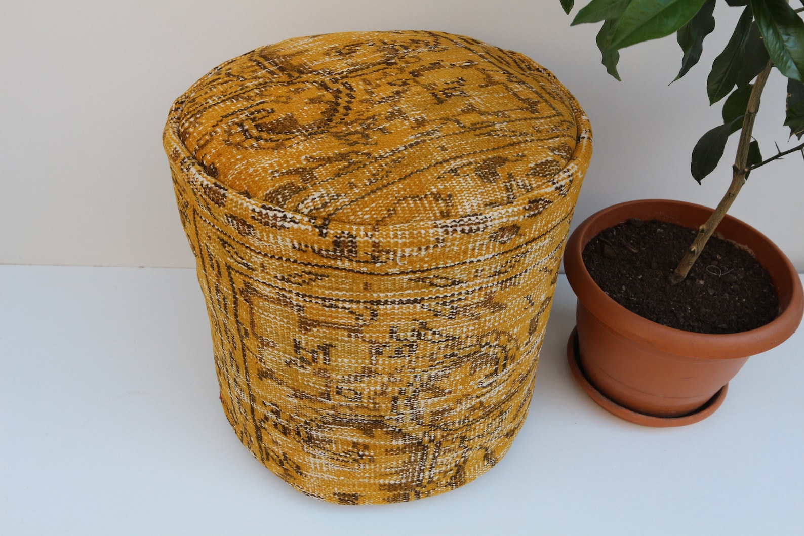 Puf de piso cubierta de puf bolsa de frijol amarillo puf | Etsy