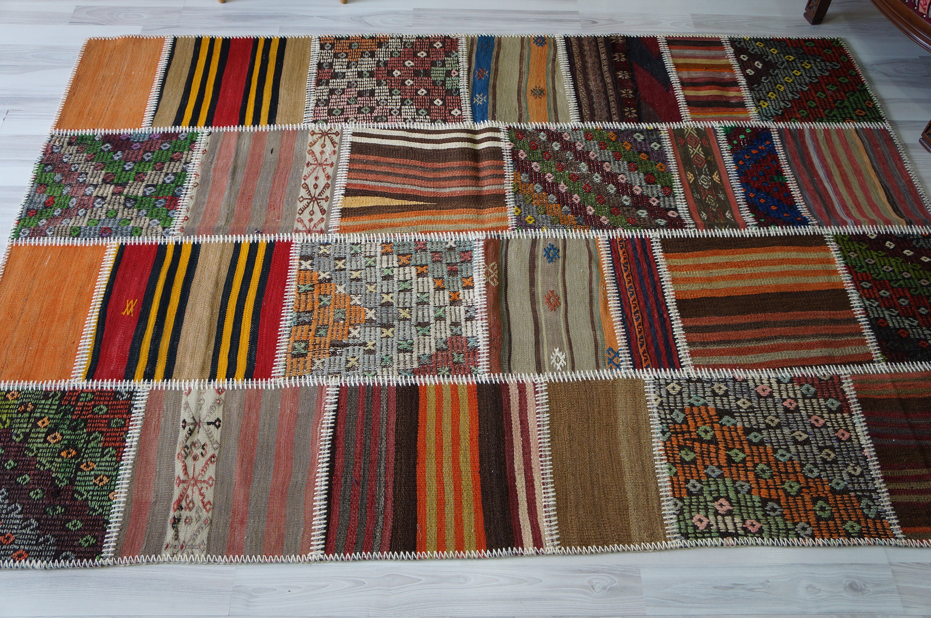 Moderner handgemachter Kelim Patchwork Teppich modern | Etsy