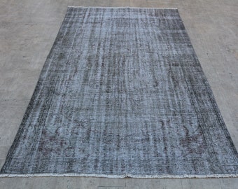 Gray Overdyed Turkish Rug, Vintage Wool Oushak, 9'1"x5'7"