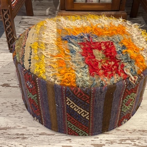 colorful round handmade ottoman pouf vintage modern decorative floor seat pouf pillow