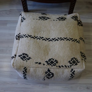 White cotton floor pillow square minimalist handmade pouf modern contemporary hemp ottoman floor pillow pouf 24x10 inches pouf