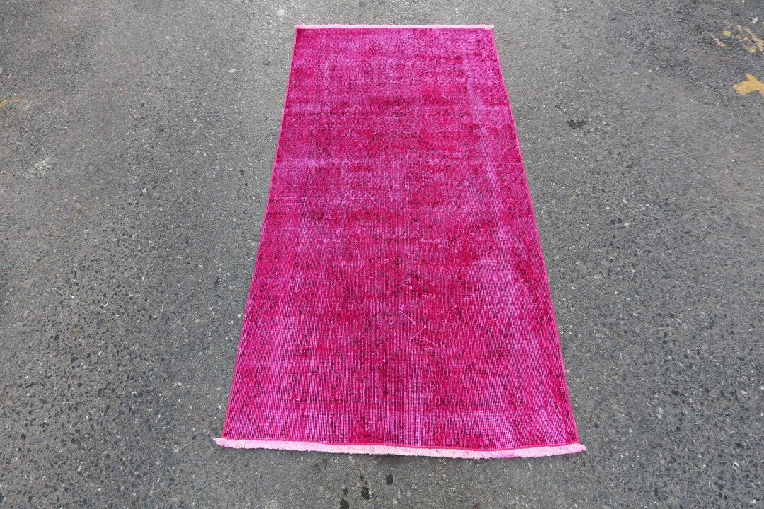 Handmade Vintage Wool Rug, Pink Overdyed Anatolian Carpet (6' X 3') - Etsy
