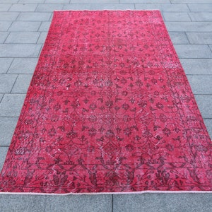 Floral red carpet, 9&#39;3&quot;x5&#39;3&quot;feet, 286x162 cm, Red rug, Red carpet, Red vintage rug, Red kitchen rug, Handmade red carpet,  Anatolian rug