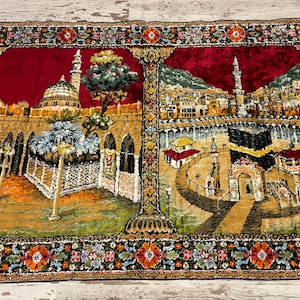 muurhangend tapijt religieus wandtapijt fluweel materiaal decoratief tapijt poef moslim religie kabe fotokleed 5,5x3,9 voet 170x120 cm