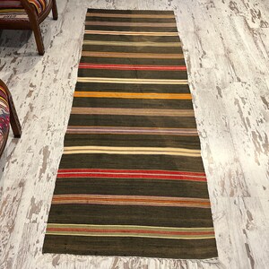 striped handmade hallway runner rug wool simple design kilim floor rug decorative modern long corridor rug 8.2x2.6 feet 250x80 cm