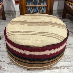 Handmade floor pouf,Floor pillow, Floor cushion, Floor pouf, Round floor pouf, Pouf table, Ottoman table pouf, Rustic pouf chair,Brown pouf