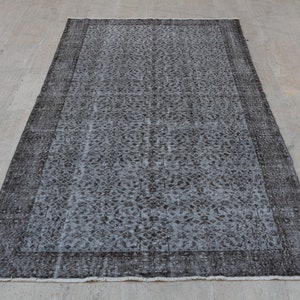 Design gray decorative living room rustic rug vintage oushak organic wool carpet low pile wool on cotton floor rug 9'1"x5' feet 278x153 cm