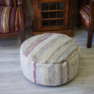 round floor pillow pouf cover foot stool bean bag ottoman chair cushion for floor seat natural cotton material indoor outdoor useful pouf