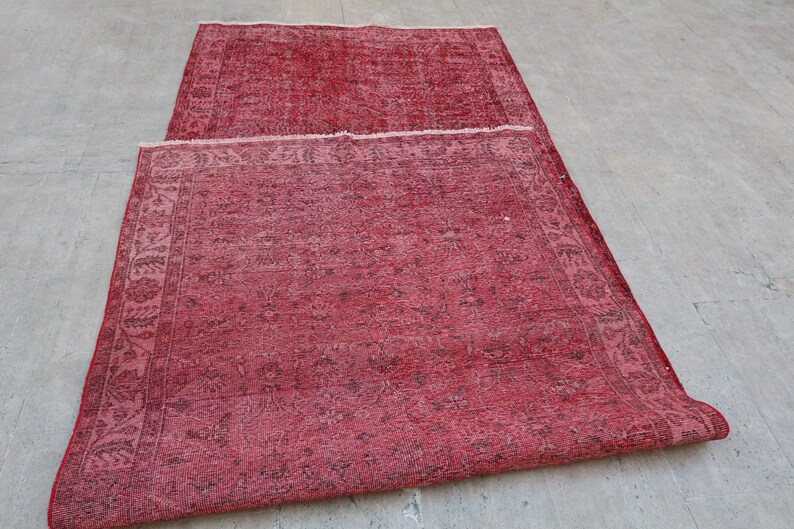 Handmade Vintage Rustic Red Runner Rug Hallway Long Bohemian Etsy