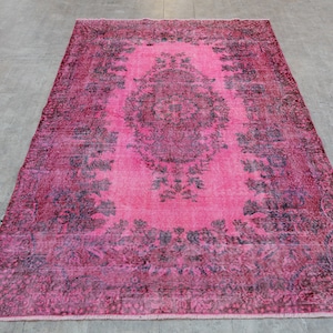 Vintage pink decorative floor rug contemporary modern oriental area wool rug living room luxury design pink rug 9&#39;3&quot;x5&#39;9&quot; feet 286x181 cm