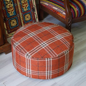 Bohemian eclectic minimalist handmade round floor pouf chair pouffe ottoman living room bed room floor seat comfortable pouf 24x10 inches
