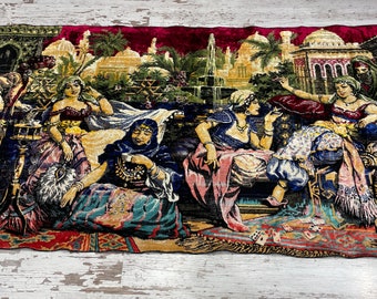 Vintage Velvet Wall Hanging Rug, Turkish Tapestry (6.2x3.6 ft)