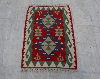 Vintage Kelim Teppich, Kelim Teppich, 100x150, Boho Tribal Decor