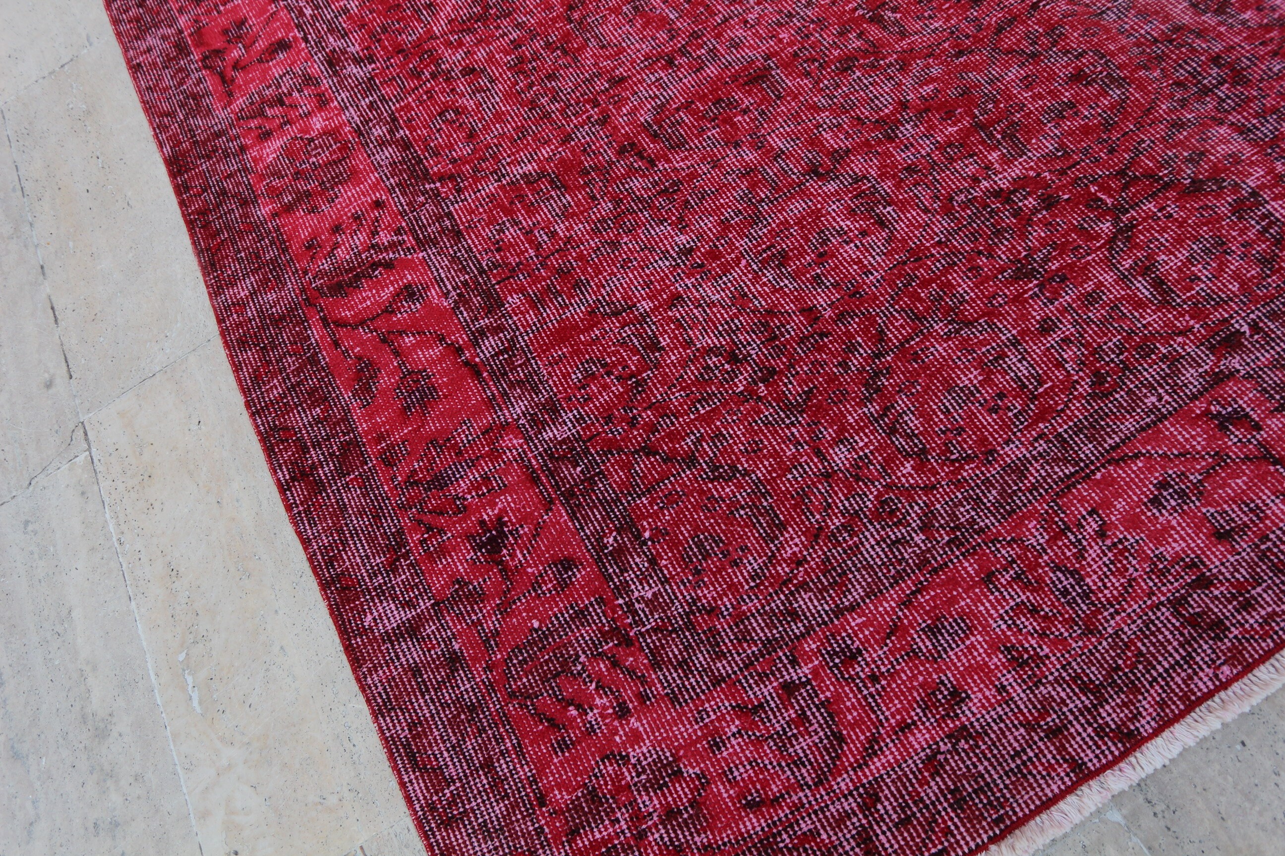 Distressed Red Vintage Area Floor Rug Handmade Rustic Retro Etsy UK