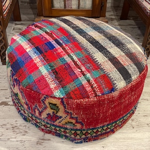 round handmade ottoman foot stool floor pouf vintage decorative living room bedroom adult kids pouf natural handmade material.