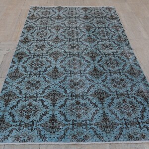 blue gray floral victorian vintage handmade living  room rug Turkish abstract floral design luxury floor rug 8'7"x 5'4"feet, 267x166 cm