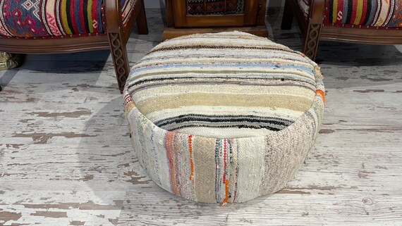 Striped 2024 round ottoman