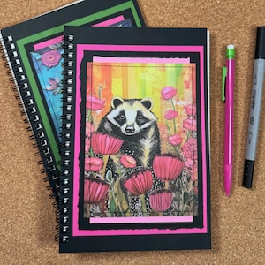 Raccoon Journal | Raccoon Notebook | Racoon Art Book | Artsy Racoon Journal |Animal Art Notebook | Journal With Pockets | Cute Raccoon Gift