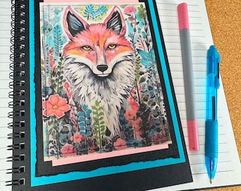 Artsy Fox Notebook: Handmade Spiral Notebook with Sewn Pockets