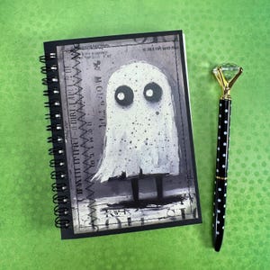 Mini Ghost Notebook | Spooky Stationery | Creepy Cute Journal | Monster Art Journal | Oddity Journal | Halloween Gift | Creepy Journal
