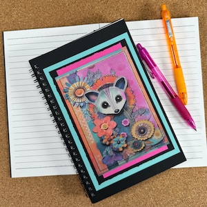 Lemur Notebook | Fun Lemur Journal with Pockets | Animal Art Journal | Artsy Animal Journal | Cute Lemur Art Book | A5 Writing Notebook