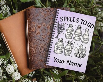 Personalized Purple Spell Book, Printed Spiral Notebook for Spellwork