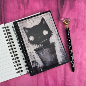 Creepy Cat Journal | Spooky Cat Notebook | Oddity Notebook | Halloween Gift | Monster Art Journal | Halloween Journal | Black Cat Notebook