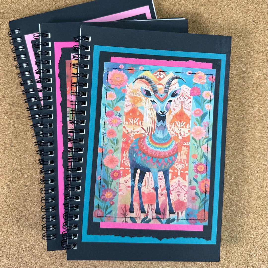 Colorful Goat Notebook: Handmade Spiral Notebook - Etsy